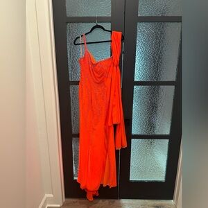 Vintage Y2K Alyce Beaded One Shoulder Prom Dress w Train & Stole Size 2